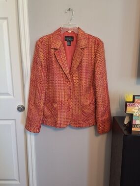 Requirements Pink-Orange Tweed Women’s Blazer Jacket